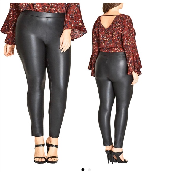 leather look leggings size 18